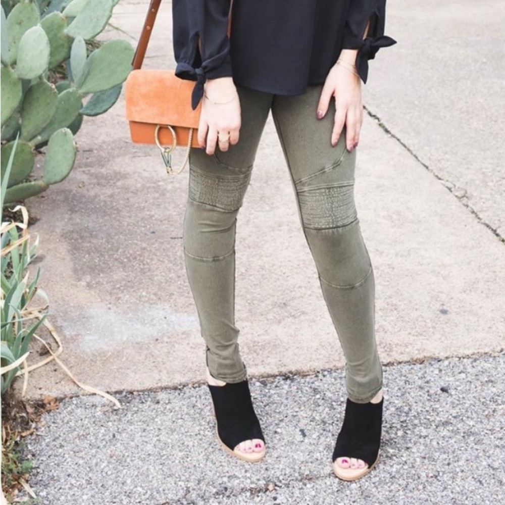 BP Nordstrom Olive Green Moto Leggings